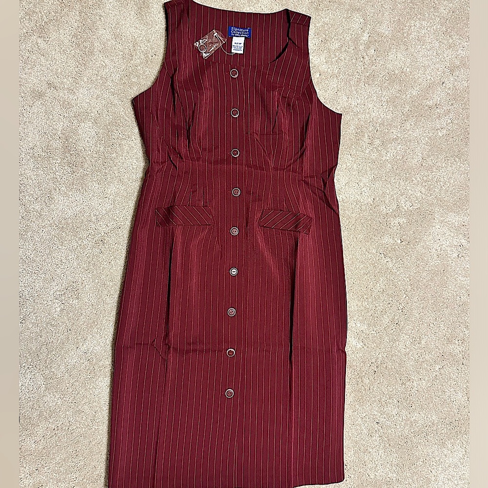 NWOT red pinstripe sleeveless dress